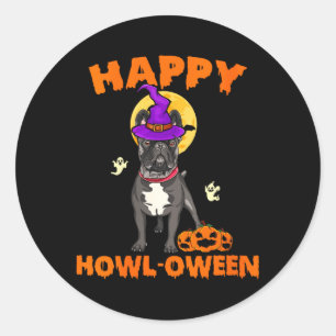 Sticker Rond Costume de sorcière pour femme chien bouledogue fr
