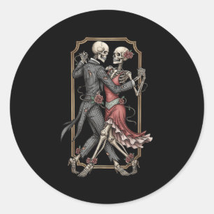 Sticker Rond Costume de Tango de squelette Halloween Danseurs É