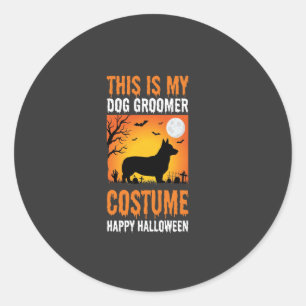 Sticker Rond Costume de toiletteur pour chien Halloween Silhoue
