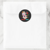 Sticker Rond Costume d'équipe de Bowling Dabbing Unicorn Player (Sac)