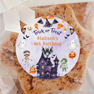 Sticker Rond Costume d'Halloween Balle d'anniversaire ou fête d