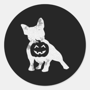 Sticker Rond Costume d'Halloween Bulldog Lazy Cute Frenchie Pum