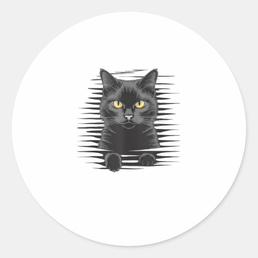 Sticker Rond Costume d'Halloween Chat Noir Chat Kitty Éffrayant (Devant)