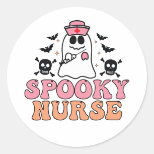 Sticker Rond Costume d'Halloween de l'infirmière éffrayante - E