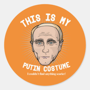 Sticker Rond Costume d'Halloween de Vladimir Poutine - Je n'ai