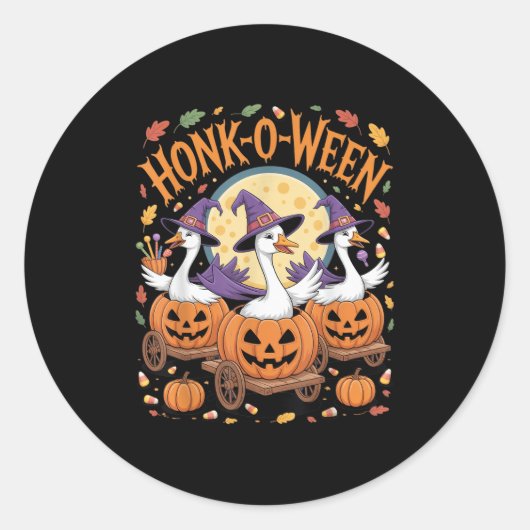 Sticker Rond Costume d'Halloween d'oies amusantes pour partie (Devant)