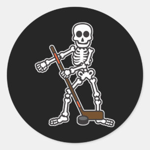 Sticker Rond Costume d'Halloween du joueur de hockey de squelet