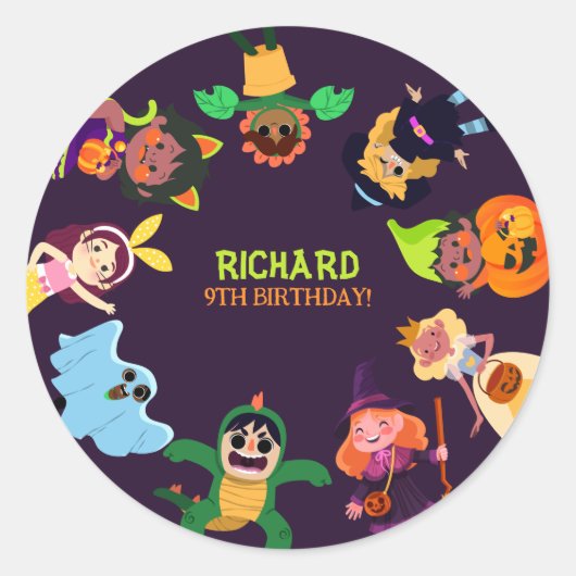 Sticker Rond Costume d'Halloween mignonne Fête d'Anniversaire m (Devant)
