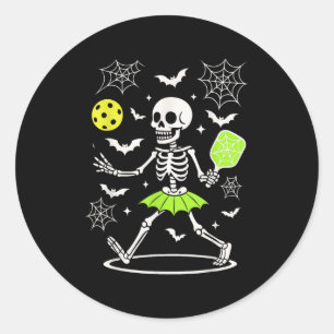 Sticker Rond Costume d'Halloween Pickleball, Saison Éffrayante
