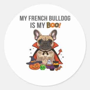 Sticker Rond Costume d'Halloween pour chien français Mon Bulldo