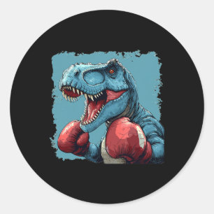Sticker Rond Costume Dinosaure De Boxe Pour Les Amateurs De Box