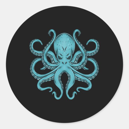 Sticker Rond Costume d'octopus Kraken Ocean Blue Octopus (Devant)
