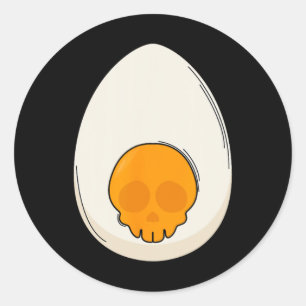 Sticker Rond Costume d'oeuf défiguré Cornes diaboliques Oeuf d'