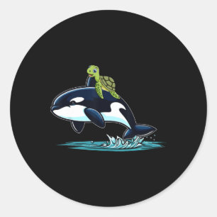 Sticker Rond Costume d'orque à cheval sur une tortue pour enfan