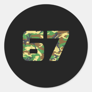 Sticker Rond Costume Drôle Camo Numéro 6 7 Six Sept Chasse