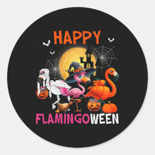 Sticker Rond Costume Flamant rose rose d'Halloween Squelette so