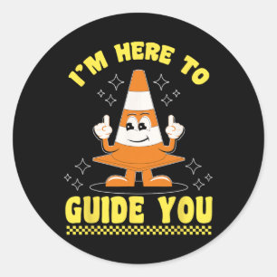 Sticker Rond Costume Halloween Cône de la circulation Je suis i