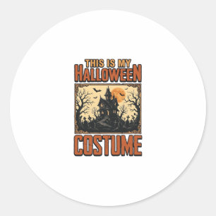 Sticker Rond Costume Halloween Maison Hantée Vintage T-Shirt De
