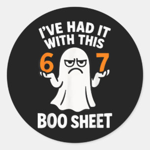 Sticker Rond Costume Halloween Mème 67 Six 7 Drôle Feuille de B