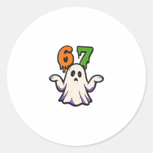 Sticker Rond Costume Halloween Scp 67 Fantôme Mignon Memes Six