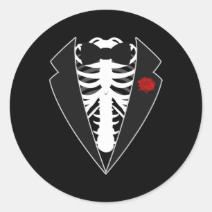 Sticker Rond Costume Halloween Squelette Tuxedo
