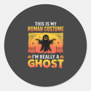 Sticker Rond Costume Humain Halloween Fantôme Vintage