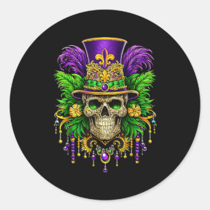 Sticker Rond Costume mardi gras crâne de sucre carnaval fête ho