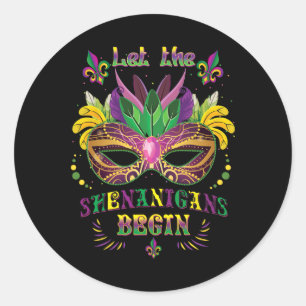 Sticker Rond Costume Mardi Gras Masque Laisser Les Shenanigans