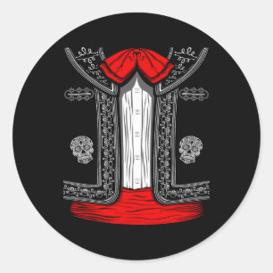 Sticker Rond Costume Mariachi Charro Mexicain Cinco De Mayo