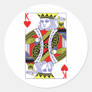 Sticker Rond Costume Roi des Coeurs Royal Flush Halloween Playi