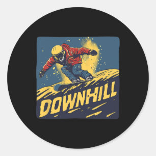 Sticker Rond Costume Sport Hiver Pour Les Amateurs De Snowboard