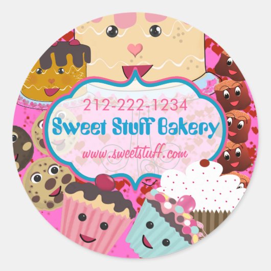 Sticker Rond Costume sucré Candy Cake Cookies et Cupcake Sticke (Devant)