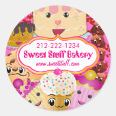 Sticker Rond Costume sucré Candy Cake Cookies et Cupcake Sticke (Devant)