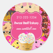 Sticker Rond Costume sucré Candy Cake Cookies et Cupcake Sticke (Devant)