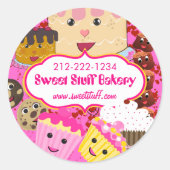 Sticker Rond Costume sucré Candy Cake Cookies et Cupcake Sticke (Devant)