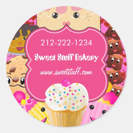 Sticker Rond Costume sucré Candy Cake Cookies et Cupcake Sticke (Devant)