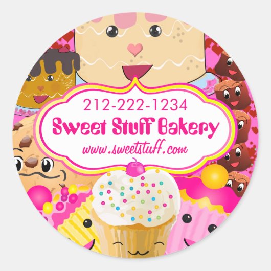 Sticker Rond Costume sucré Candy Cake Cookies et Cupcake Sticke (Devant)