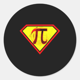 Sticker Rond Costume Superhero Funny Pi Day