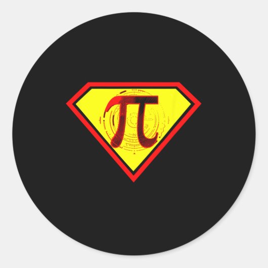 Sticker Rond Costume Superhero Funny Pi Day (Devant)