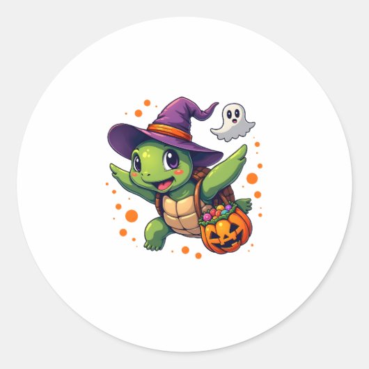 Sticker Rond Costume Tortue Halloween Tortue Hommes Femmes Enfa (Devant)