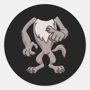 Sticker Rond Costume Wolf Pour Halloween Loup-Occidental Cospla