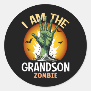 Sticker Rond Costume Zombie de petit-fils correspondant à l'Hal