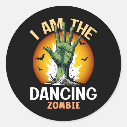 Sticker Rond Costume Zombie Halloween Matching Dancing (Devant)