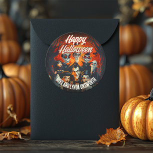 Sticker Rond Costumes Cocktails les années 50 Halloween Envelop