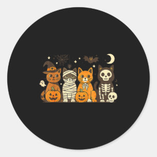 Sticker Rond Costumes de chat d'Halloween Fantôme Sorcière Momi