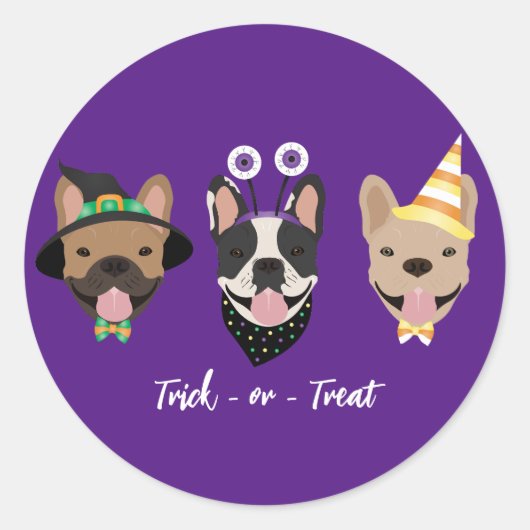 Sticker Rond Costumes d'Halloween pour chien de taureau françai (Devant)