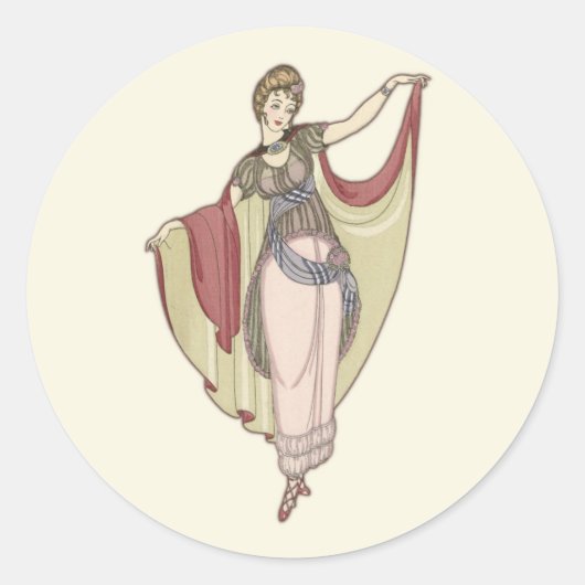Sticker Rond Costumes Parisiens - Robe de danse, mode (Devant)
