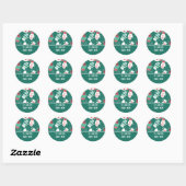 Sticker Rond Cosy hiver Noël Mittens Motif en vert (Feuille)