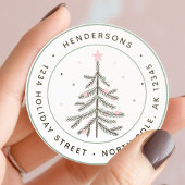 Sticker Rond Cosy Pastel Christmas Tree Adresse de retour
