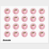 Sticker Rond Cosy Pink Coffee Mug Emoji (Feuille)